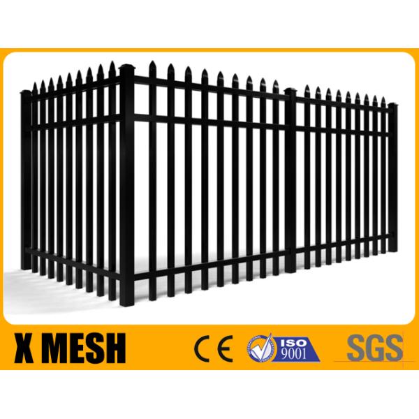 Ornamental 3 Rail Black Metal Fence Panels 16 Gauge 60 Inches