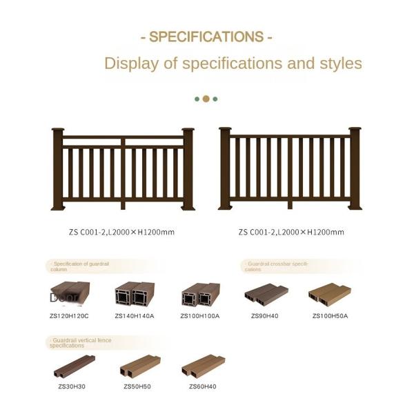 WPC Fence Panel 2000x1200mm Wood Plastic Composite Railing