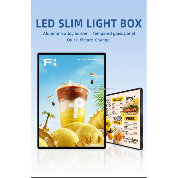 Indoor Aluminum Frame Desktop LED Light Box Sign for Rechargeable A4 A5 Menu Display