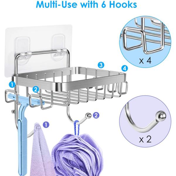 Wall Mounted Square Strong Adhesive Hanging Soap Dish Stainless Steel Soap Basket for Toilet