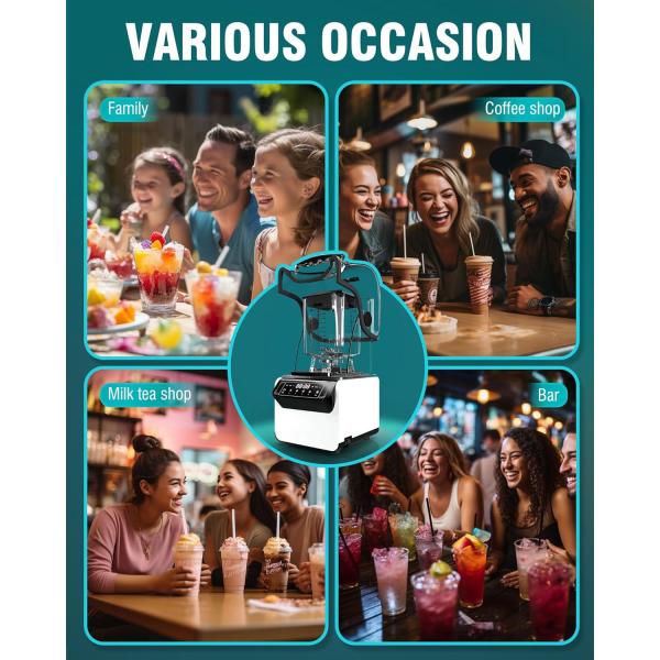 Coffee Shop Professional Equipment Powerful Smoothie Blender With Soundproof Cover