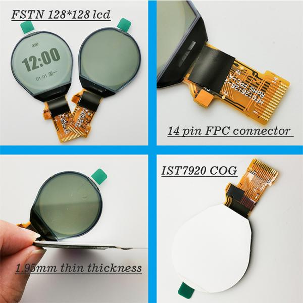 1.3inch GY128128-23 Round LCD Module 4-Spi FSTN Custom Monochrome Dot Matrix Clock COG LCD Screen 128x128 Circle Display