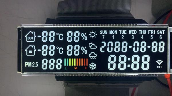 High Contrast VA Lcd Display Transmissive Negative 7 Segment PIN Connect