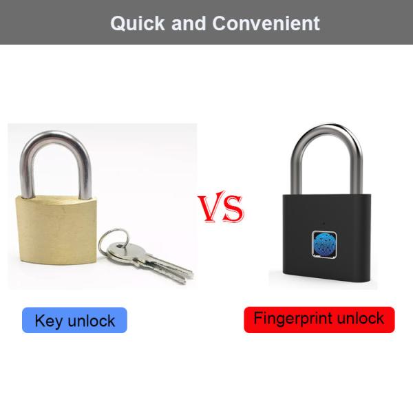 Portable Smart Fingerprint Padlock USB Charging Keyless Quick Unlock Anti Theft