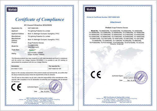TS Lightning Protection Co.,Limited Certifications
