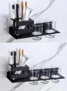 Wholesale Multifunctional Wall Mounted Toothbrush Holder Matte Black Color ODM from china suppliers