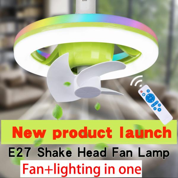 Quality Ceiling Fan E27 Socket Light With Remote Adjustable Smart LED Fan RGB for sale