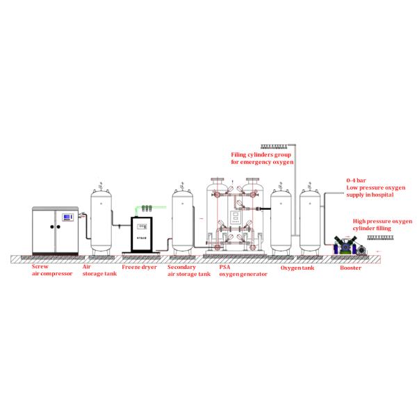 Commissioning and Training Provided PSA Oxygen Generator with Filling Cylinder System