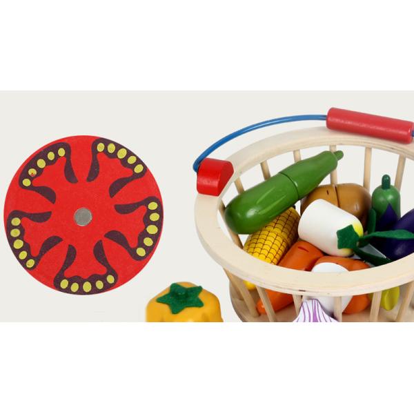 Magnetic 10.5cm Wooden Fruit Cutting Set Wooden Fruit Basket Toy
