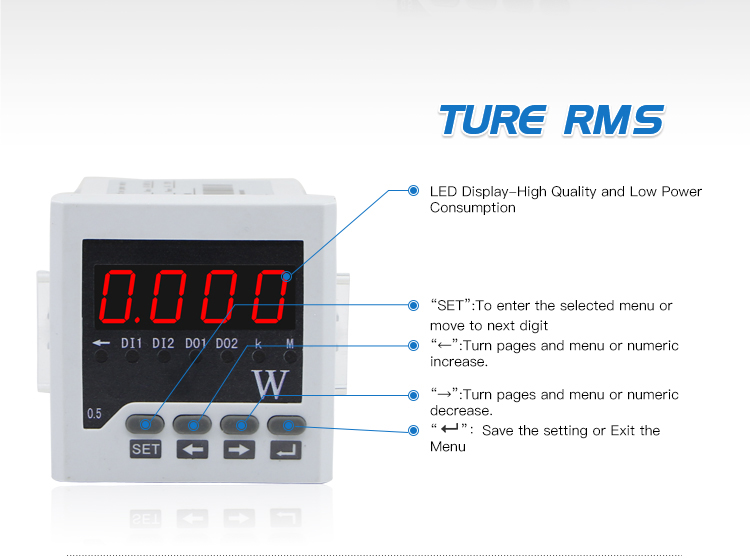 Three Phase LED display Power(Watt) Meter