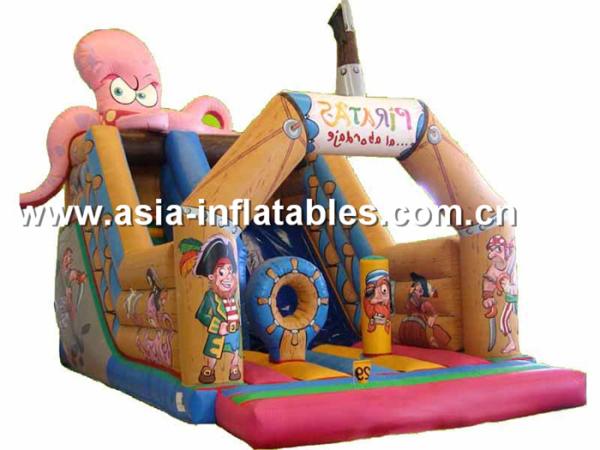 Quality Customized Inflatable Slide In Pirate Ship And Octops Shape For Kids for sale