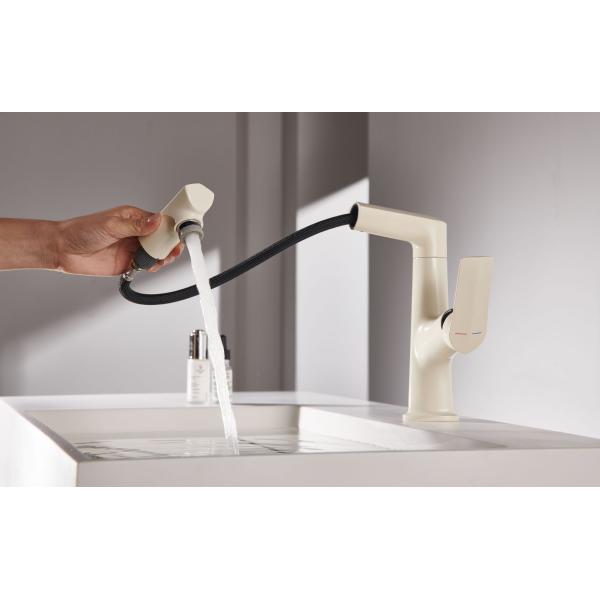 Electroplated Pull Down Bathroom Sink Faucets Milk White Cold And Hot Face Wash