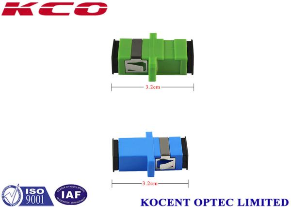 Quality Blue Green Fiber Optic Adapter SC / UPC ,  SC / APC With Flange Simplex 0.2dB for sale
