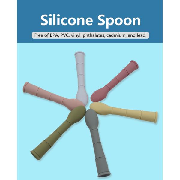 Soft Curved Bamboo Silicone LFGB Training Spoons For Toddlers