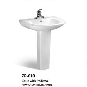 China Fixing to Wall with Back Bathroom Sinks Sanitary Ware White Color Ceramic Pedestal Sinks on sale