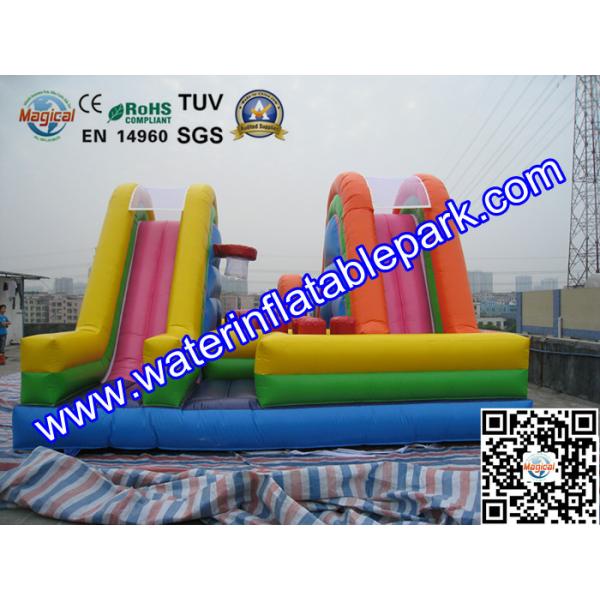 Colored Commercial Grade PVC Tarpaulin Inflatable Bouncy Castle Slide Combo