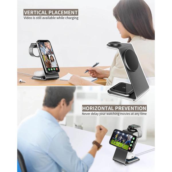 Wireless Aluminum Alloy Charging Stand 15W PD/QC Compatible with iPhone/Samsung/Other Qi Devices