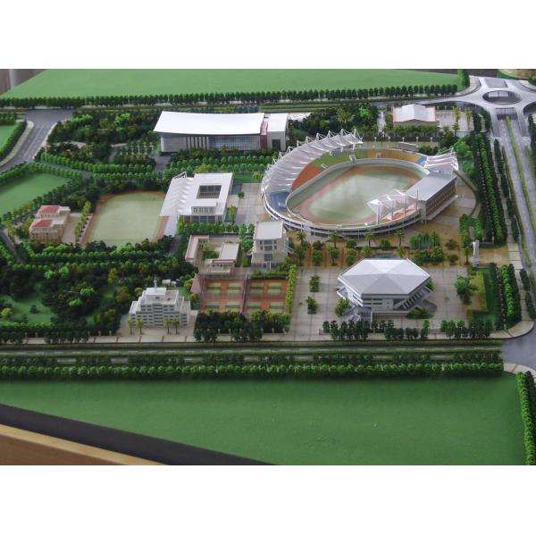 Architectural Model of a Sports Complex with Stadiums, Courts, and Landscaped Areas for Presentations