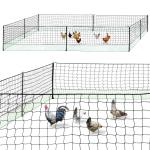 50 M Chicken Net Fence Kit With Gate Double Pointed Posts in Green with