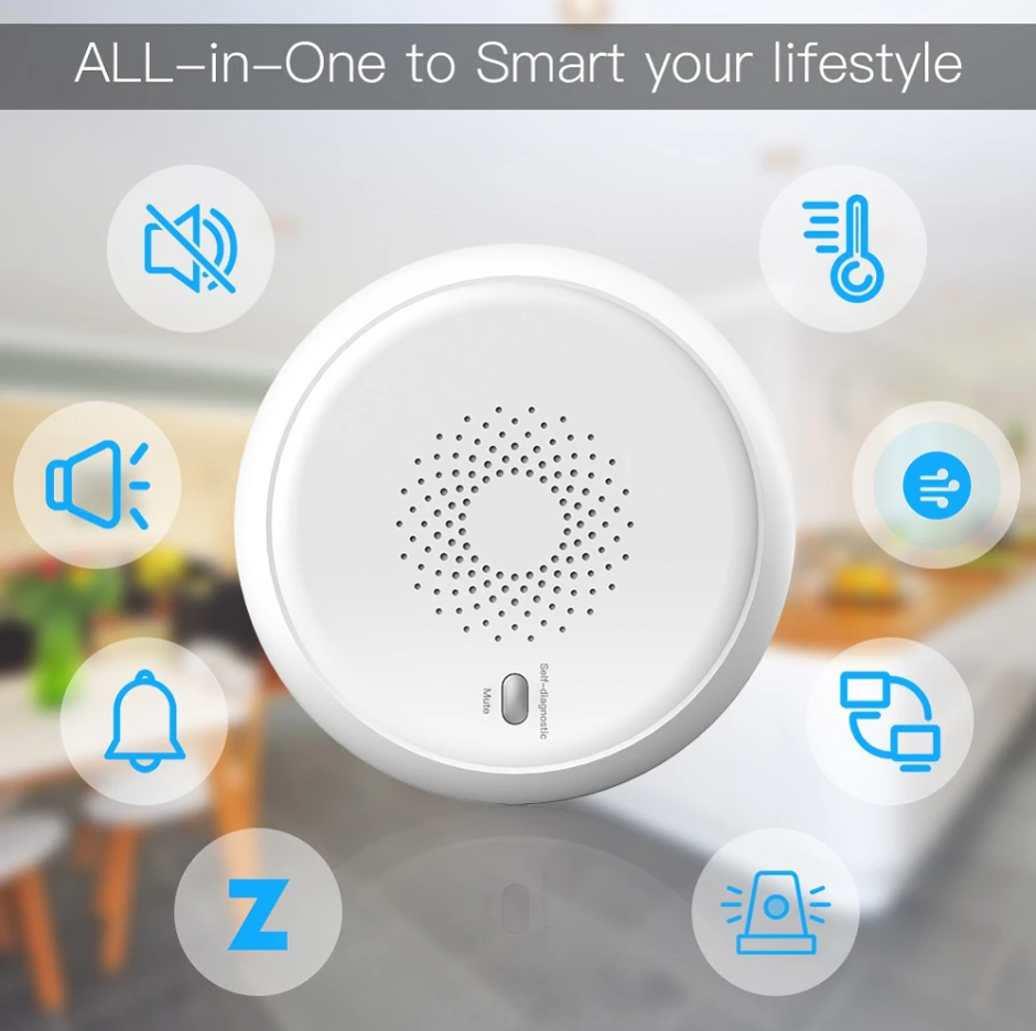 Plastic Cover Smart Alarm Smoke Zigbee Detector Tuya App Control Household Sensor