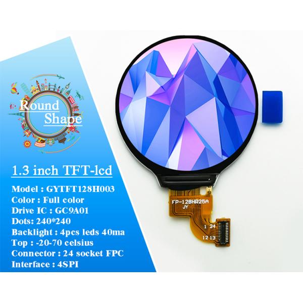 4SPI Interface 1.3 inch Tft Lcd 240X240Dots Ips Gc9A01 14Pin Zip Fpc Round Lcd Display For Smart Watches Round Display
