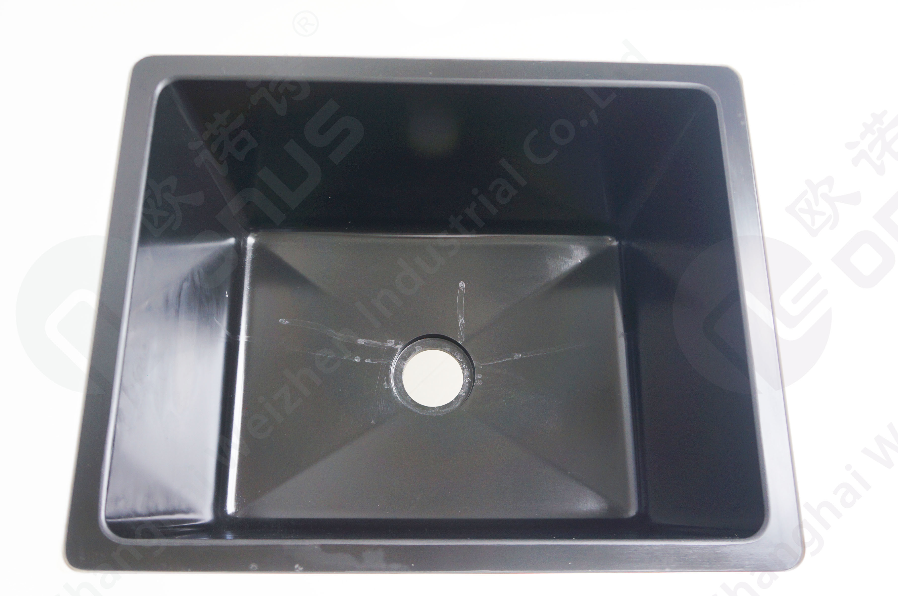 Black Color Epoxy Resin Sink With Drain Grooves Use For Science Lab Furniture