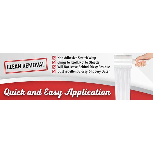 non-adhesive, clean removal, no sticky residue, dust repellent, quick and easy application