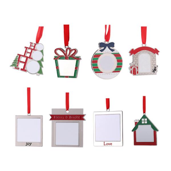 Sublimation Christmas Hanging Ornaments Metal Pendant For Christmas Tree Decoration
