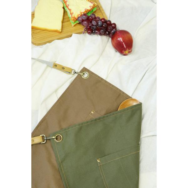 Green Color Kitchen Cooking Apron Double Straps