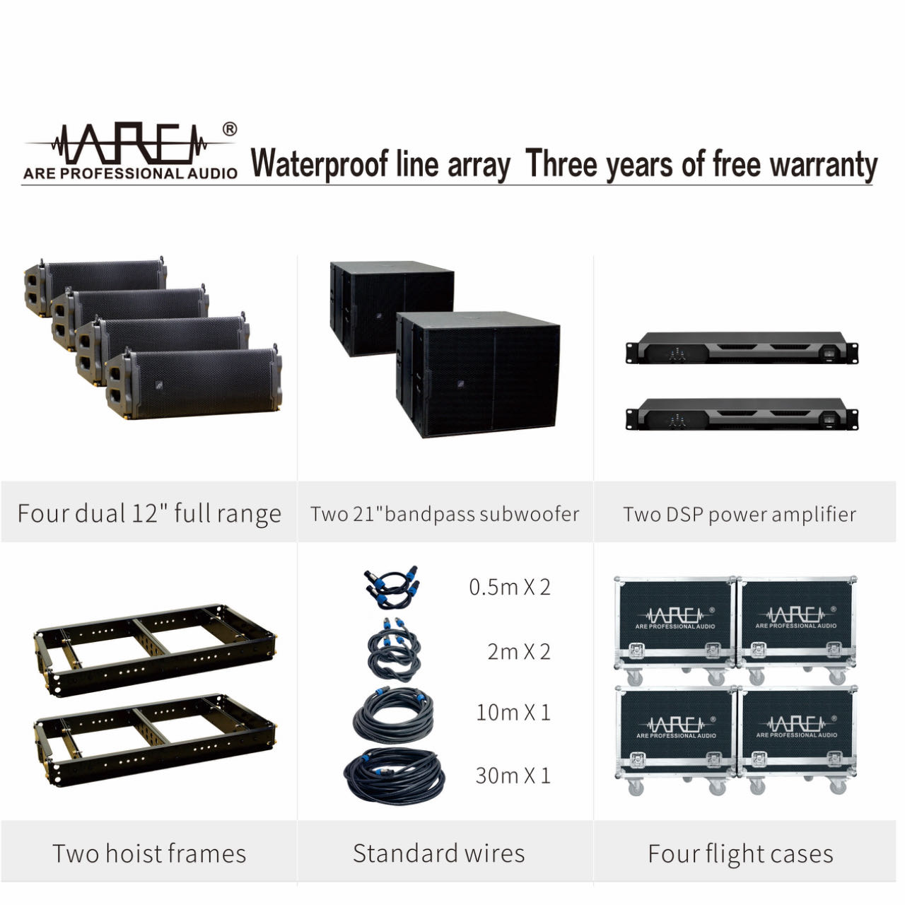 ARE Audio Dual 12" Outdoor Line Array Set Line Array System Monitor Speaker for Medium Events