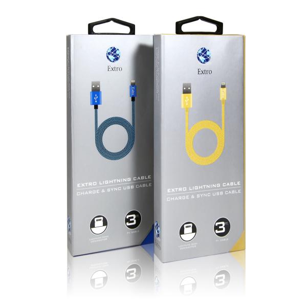 Quality Recycled Foldable Electronic Data Cable Packaging Box With Plastic Handle for sale