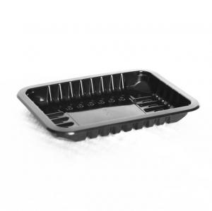 China 200 X 140 X 20MM Disposable Plastic Tray Black Plastic Meat Packaging Trays Vegetable on sale