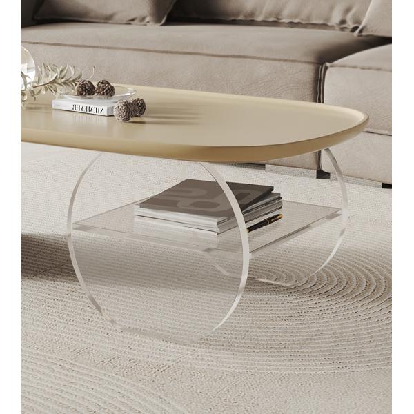 Acrylic High Density Board Living Room Coffee Table Oval Shape Modern