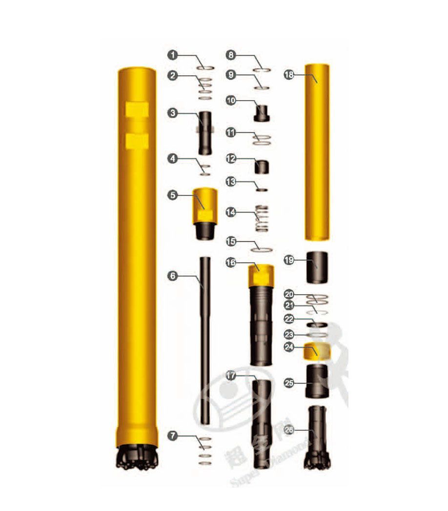 Martillo De Fondo DTH Drilling Drill Attachments Reverse Circulation DTH Hammer Down The Hole Hammer Bit Spline Hammer Drill Bits Mincon Hammers.