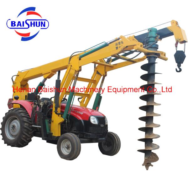 Hydraulic ground digger auger drill attachment for excavator