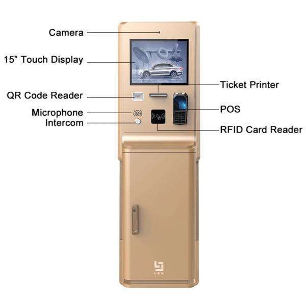 Car Parking Payment Station In-Lane Entry Parking Kiosk With 15inch Touch Screen And Intercom