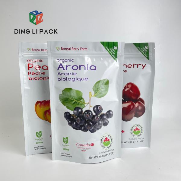 Custom print plastic food grade resealable stand up pouch metallic frosted dried fruit packing bags with plastic zipper