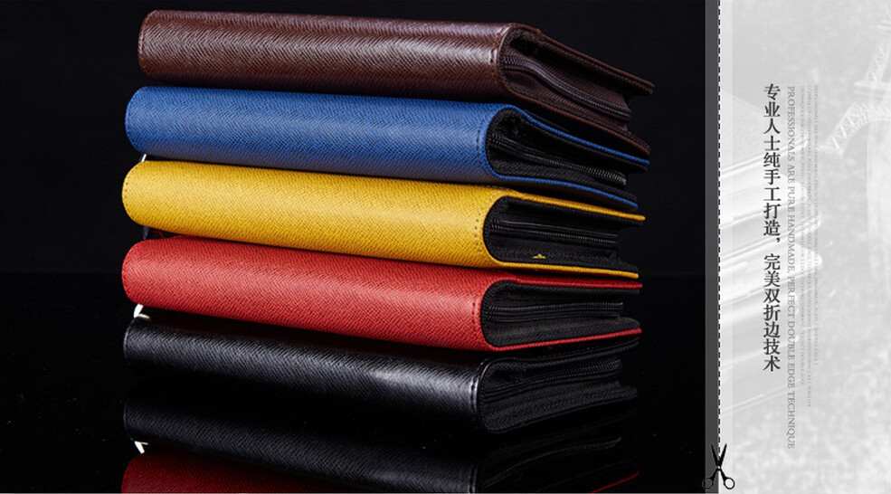 Pu Leather Manager folder notebook with zipper and Calculator
