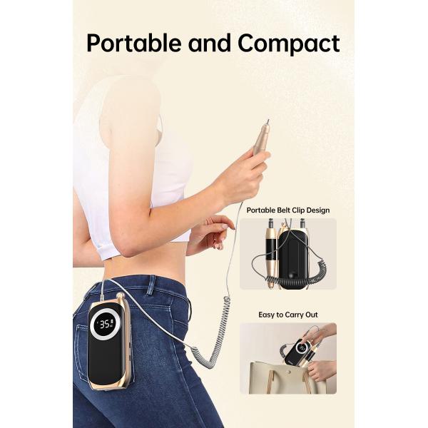 35000RPM Electric Nail Drill Professional Nail File Drill Acrylic Nails Kit for Manicure and Pedicure with 6pcs drill bits