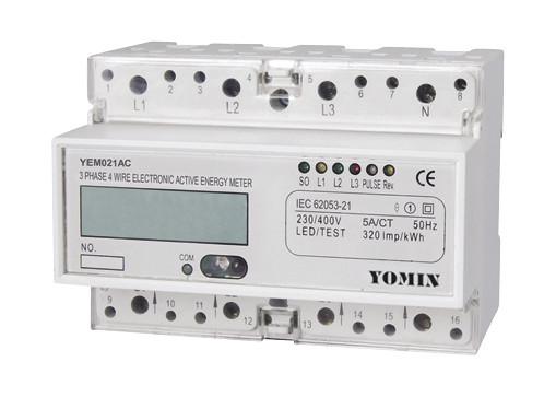 Quality CT / 5A 3 Phase Active Din Rail KWH Meter With Pulse Output  & Liquid Crystal Display for sale