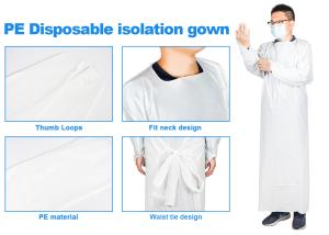 China PE Waterproof Isolation Gowns White Disposable Clothing on sale
