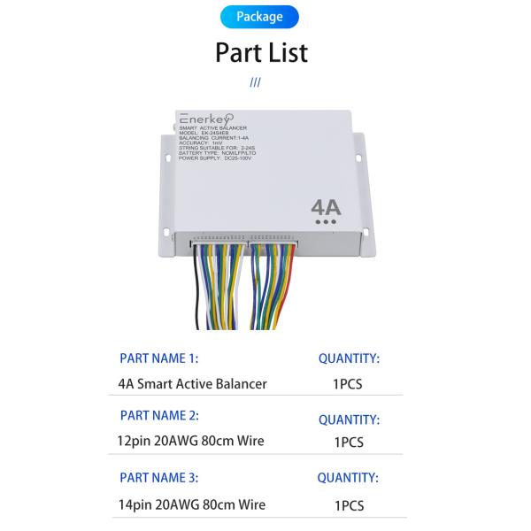Enerkey Li-ion Batteries Smart Active Balancer 1A-4A Adjustable 2S-24S Active Equalizer Balancer Lifepo4
