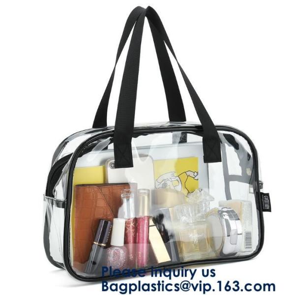 Clear PVC Bag With Zipper Interior Pouch And Detachable Shoulder Strap,Cosmetic Tote Bags With Zipper Closure, bagease