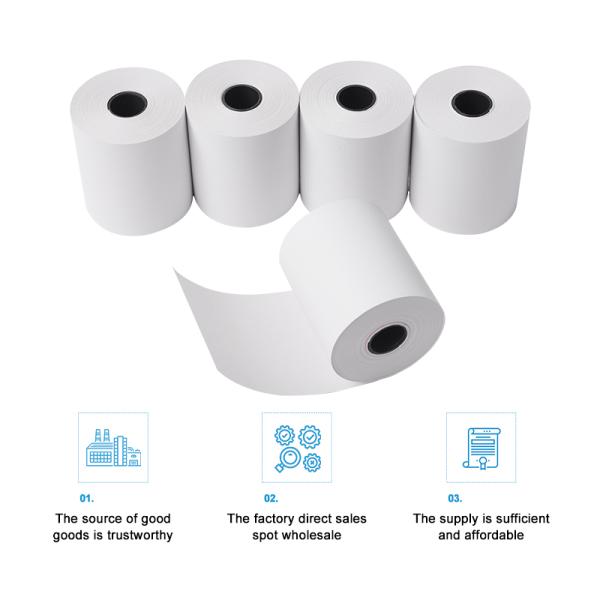 55g 57mmx70mm 52gsm Nutural Packing POS Thermal Paper Rolls