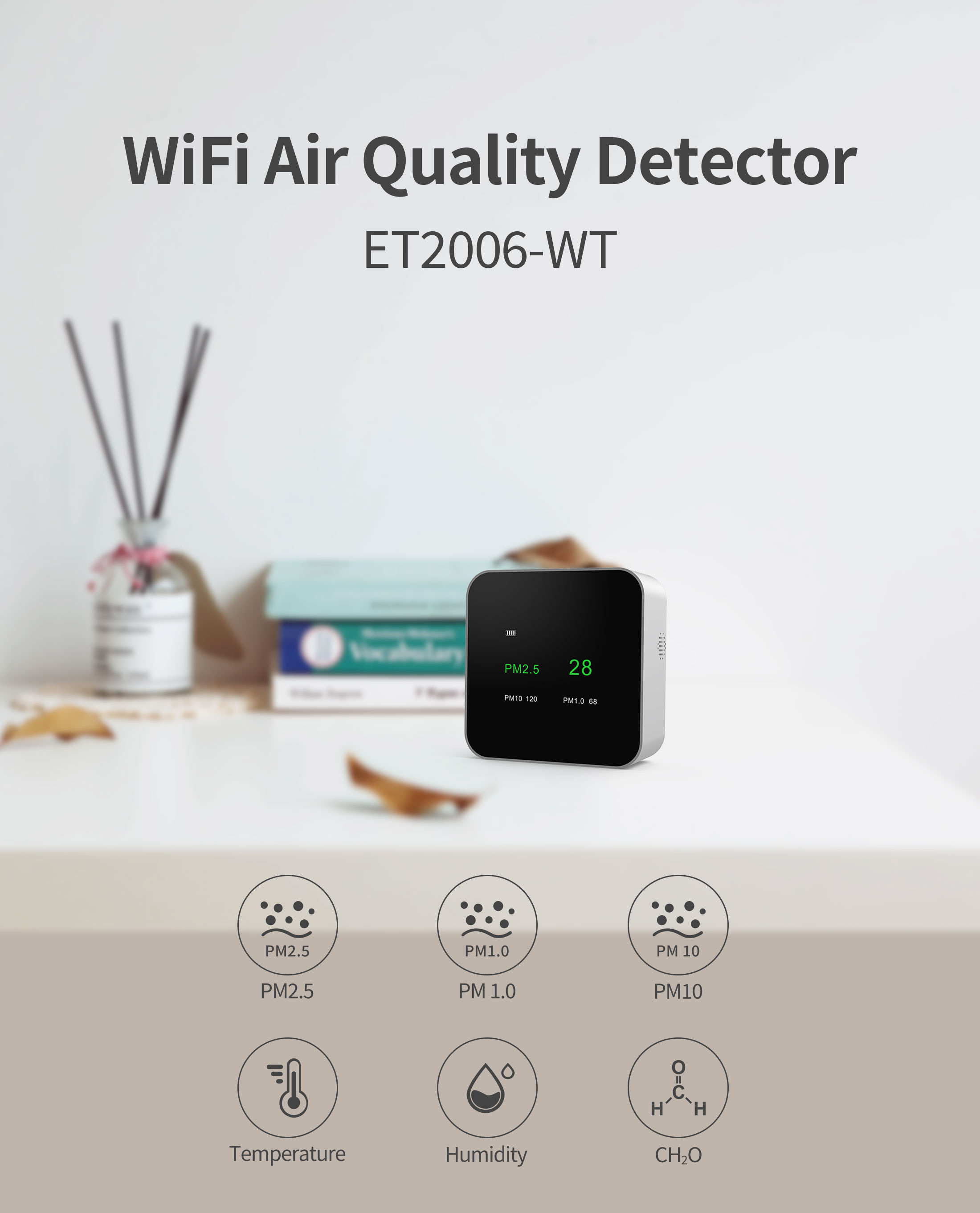 2.4G WiFi Air Quality Sensor PM1.0 PM10 Detecting Tuya Smart Life