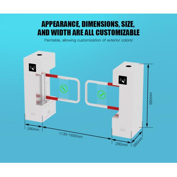 HCW 50HZ Vertical Turnstile Gate Quick Swing Barrier Turnstile Facial Recognition Solution