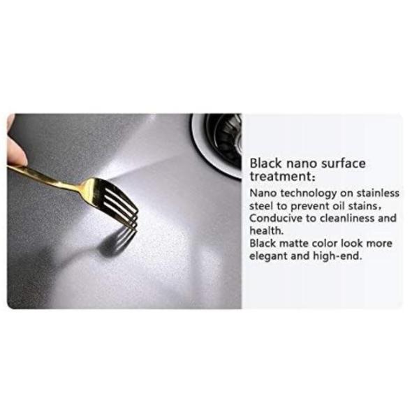 SUS304 Single Bowl Gold Kitchen Basin Sink Surface Anti Scratch Nano