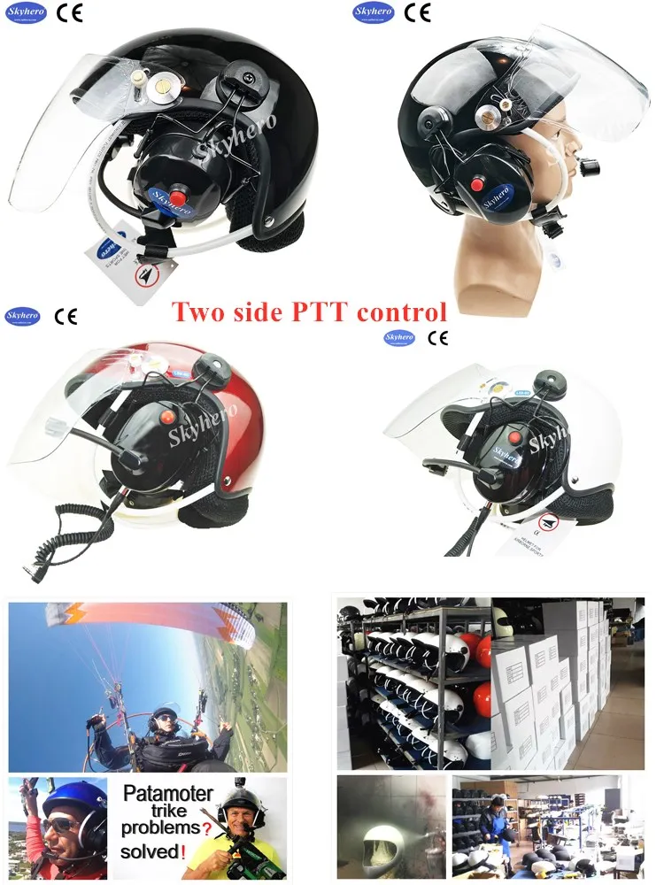 Paramotor helmet headset with Dynamic noise cancelling or electret microphone high noise cancelling
