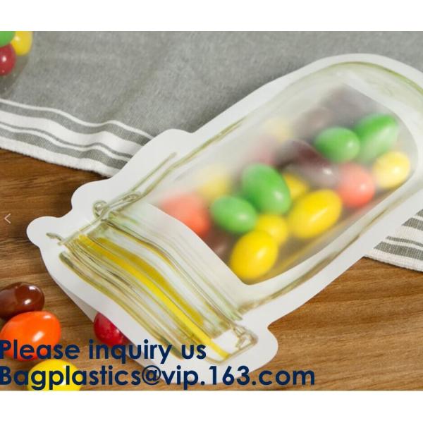 BIODEGRADABLE SUP POUCH CHOCOLATE/ ENERGY BAR PACKING MMJ CLEAR 3-SIDED SEAL WITH ZIPPER & EURO SLOT ULTRA CLEAR STAND U
