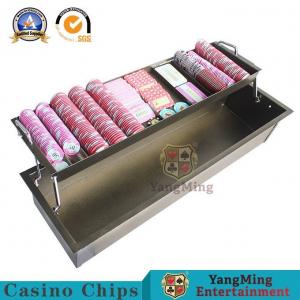 China Brass-Colored Metal Iron Double-Layered Chip Tray With Lock Baccarat Poker Acrylic Clay Anti-Counterfeiting Chip Bracket on sale